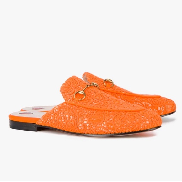 Gucci orange princetown lace mules NWB 39 - Picture 2 of 9
